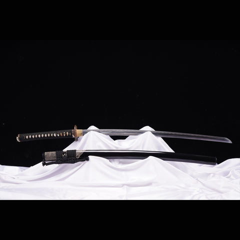 Hand Forged Japanese Samurai Sword Folded Steel Gold Plated Copper/Silver Plated Rayskin Saya Copper Tsuba-COOLKATANA