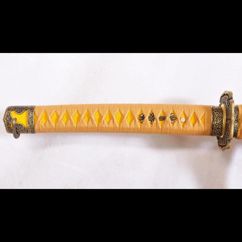Hand Forged Tachi Sword Japanese Samurai Sword Sanmai 1095 Carbon Steel+Folded Steel Clay Tempered-COOLKATANA-SL-1142-U