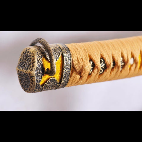 Hand Forged Tachi Sword Japanese Samurai Sword Sanmai 1095 Carbon Steel+Folded Steel Clay Tempered-COOLKATANA-SL-1142-U