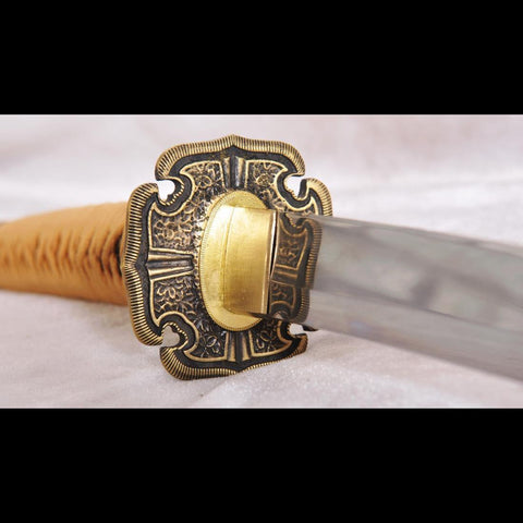 Hand Forged Tachi Sword Japanese Samurai Sword Sanmai 1095 Carbon Steel+Folded Steel Clay Tempered-COOLKATANA-SL-1142-U