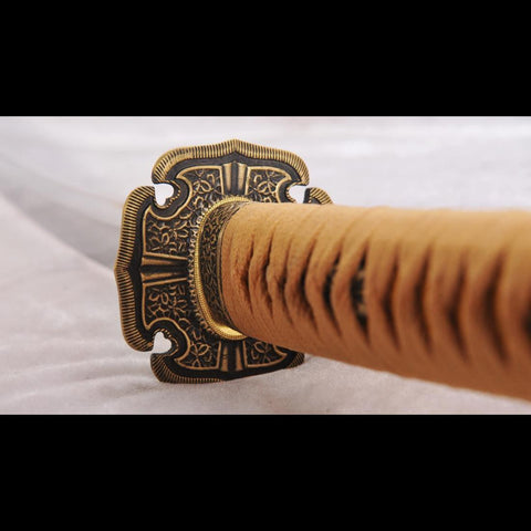 Hand Forged Tachi Sword Japanese Samurai Sword Sanmai 1095 Carbon Steel+Folded Steel Clay Tempered-COOLKATANA-SL-1142-U