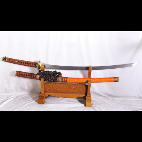 Hand Forged Japanese Samurai Tachi Sword 1095 Damascus Folded Steel-COOLKATANA-SL-1144-U