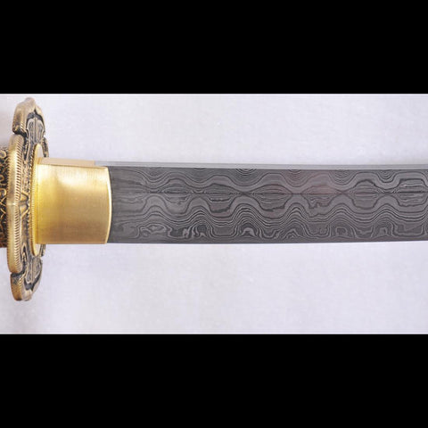 Hand Forged Japanese Samurai Tachi Sword 1095 Damascus Folded Steel-COOLKATANA