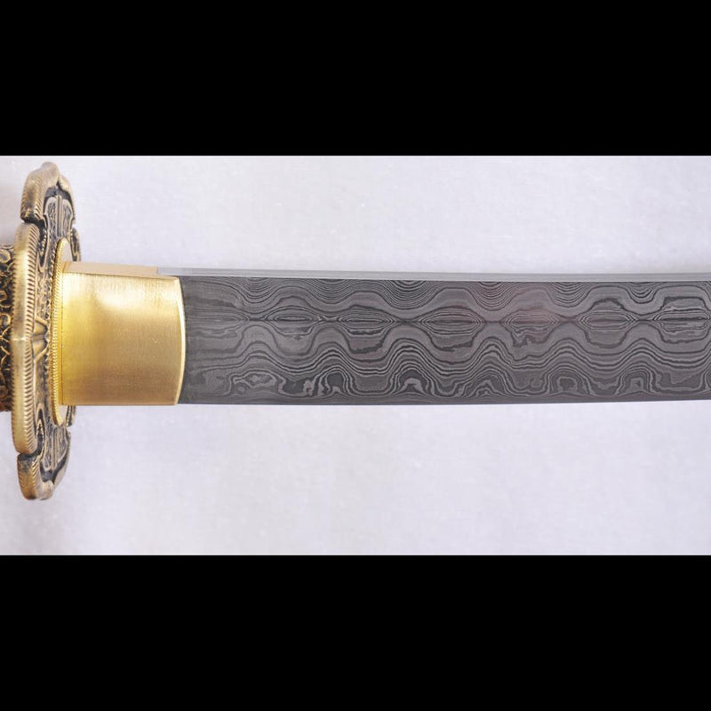 Hand Forged Japanese Samurai Tachi Sword 1095Damscus Folded Steel - COOLKATANA 