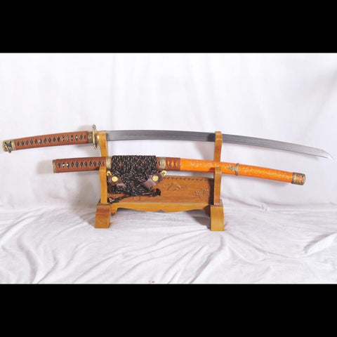 Hand Forged Japanese Samurai Tachi Sword 1095 Damascus Folded Steel-COOLKATANA