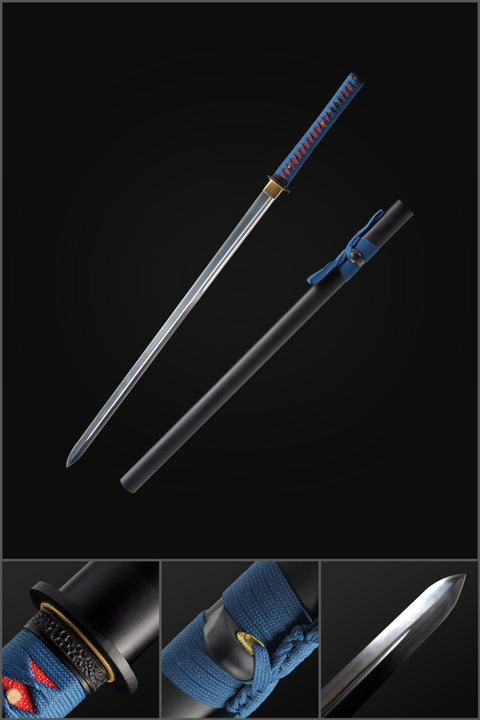 Hand Forged Japanese Ninja Sword Tsurugi Double Edge Straight Blade Sword 1095 High Carbon Steel-COOLKATANA