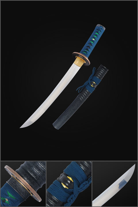 Hand Forged Japanese Tanto Sword Short Sword 1095 High Carbon Steel Full Tang Sharp Dragon Tsuba-COOLKATANA-SL-1262-U