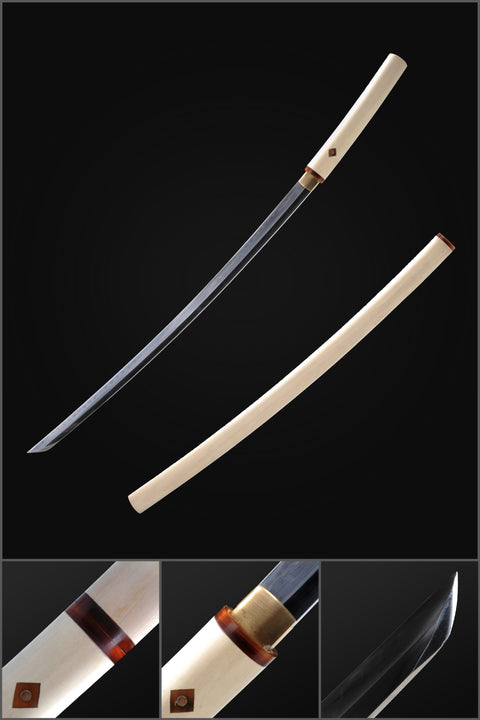 Hand Forged Sakabato Shirasaya Katana Reversed-Edge Japanese Sword 1095 Steel Clay Tempered-COOLKATANA