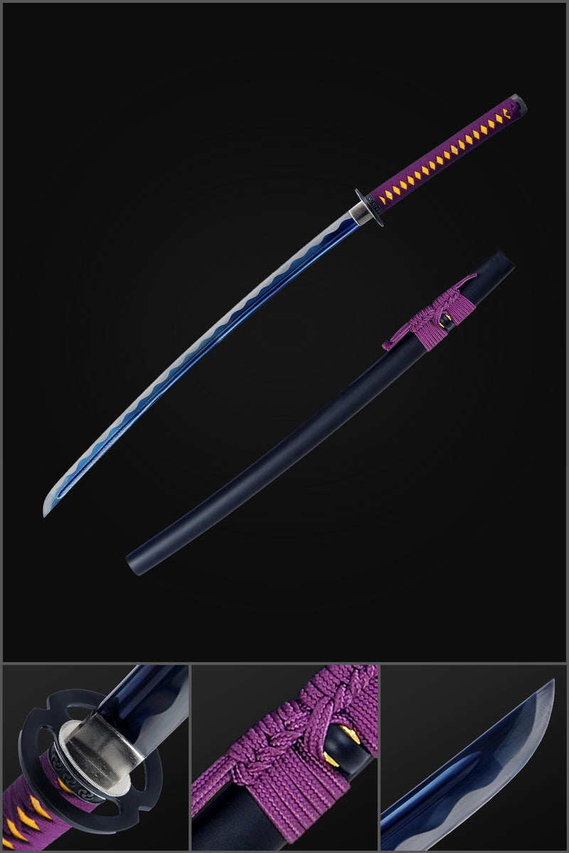Hand Forged Japanese Samurai Katana Sword 1095 High Carbon Steel Blue Blade - COOLKATANA 
