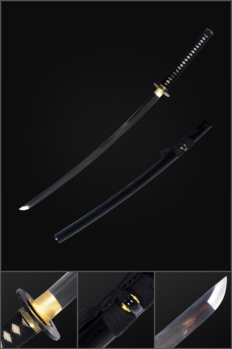 Hand Forged Japanese Samurai Katana Sword Kumo(Spider) 1095 High Carbon Steel Full Tang Iron Tsuba - COOLKATANA 