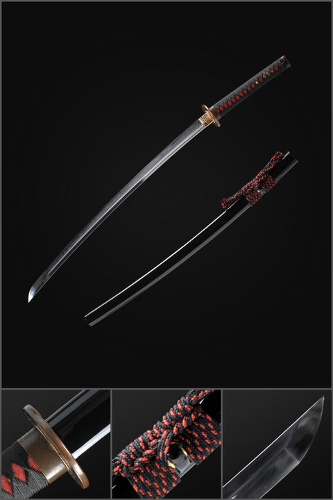 Hand Forged Japanese Samurai Sword Clay Tempered Katana Sanmai Combined Material Blade Copper Tsuba-COOLKATANA-SL-1225-U