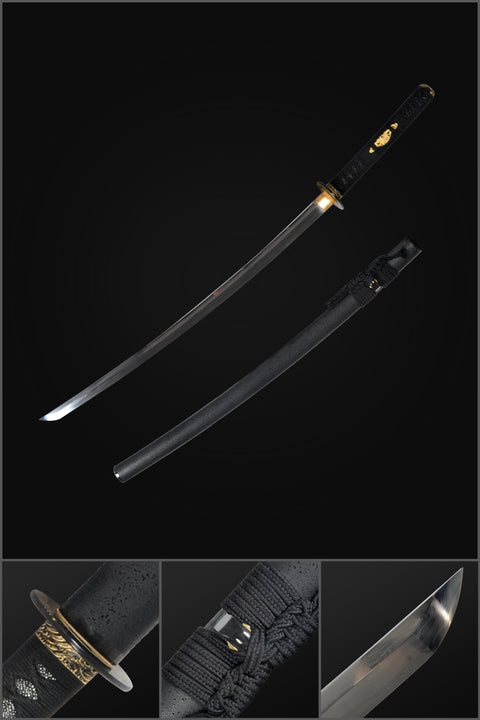Hand Forged Japanese Samurai Katana Sword Honsanmai 1095 Steel+Folded Steel Full Tang-COOLKATANA-SL-1206QQ-U
