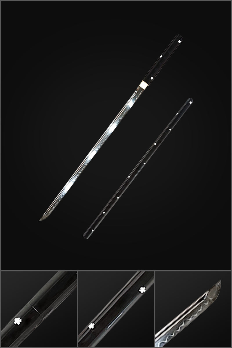 Hand Forged Japanese Chokuto Ninja Sword Straight Blade 1095 Steel Clay Tempered Hand-Drawing Saya - COOLKATANA 