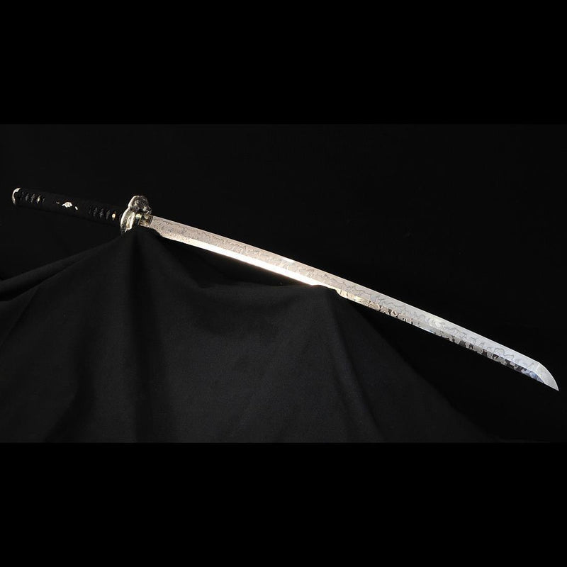 Hand Forged Japanese Samurai Katana Sword 1095 High Carbon Steel Hitatsura Hamon - COOLKATANA 