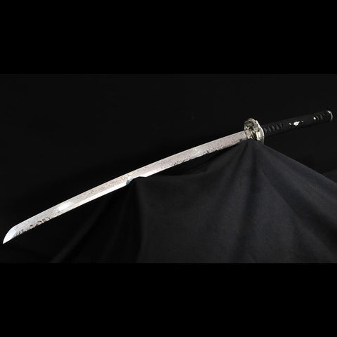 Hand Forged Japanese Samurai Katana Sword 1095 High Carbon Steel Hitatsura Hamon-COOLKATANA-SL-1408-U