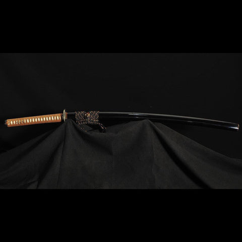 Hand Forged Japanese Samurai Katana Sword 1095 Folded Steel Clay Tempered Copper Tsuba-COOLKATANA-SL-1409-U