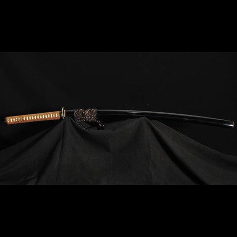 Hand Forged Japanese Samurai Katana Sword 1095 Folded Steel Clay Tempered Copper Tsuba-COOLKATANA