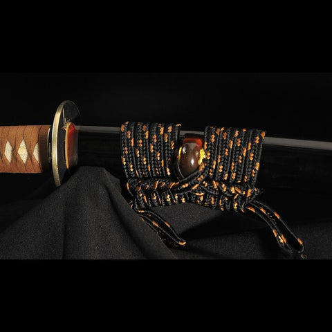Hand Forged Japanese Samurai Katana Sword 1095 Folded Steel Clay Tempered Copper Tsuba-COOLKATANA-SL-1409-U