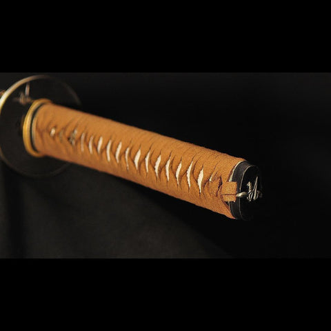 Hand Forged Japanese Samurai Katana Sword 1095 Folded Steel Clay Tempered Copper Tsuba-COOLKATANA-SL-1409-U