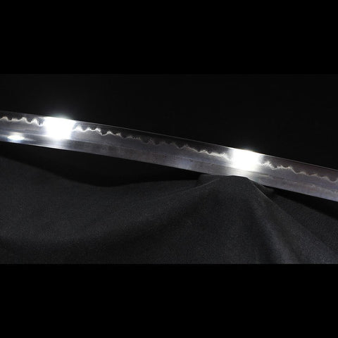 Hand Forged Japanese Samurai Katana Sword 1095 Folded Steel Clay Tempered Copper Tsuba-COOLKATANA