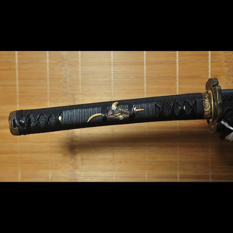 Hand Forged Japanese Samurai Katana Sword Folded Steel Uneven Surface Copper Tsuba - COOLKATANA 
