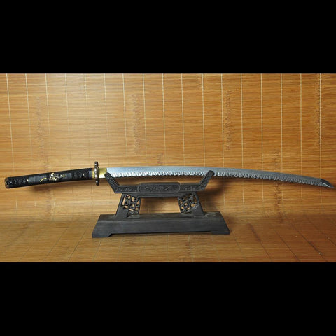 Hand Forged Japanese Samurai Katana Sword Folded Steel Uneven Surface Copper Tsuba-COOLKATANA