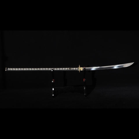 Hand Forged Japanese Naginata Sword 1095 Steel Clay Tempered Brass Tsuba-COOLKATANA