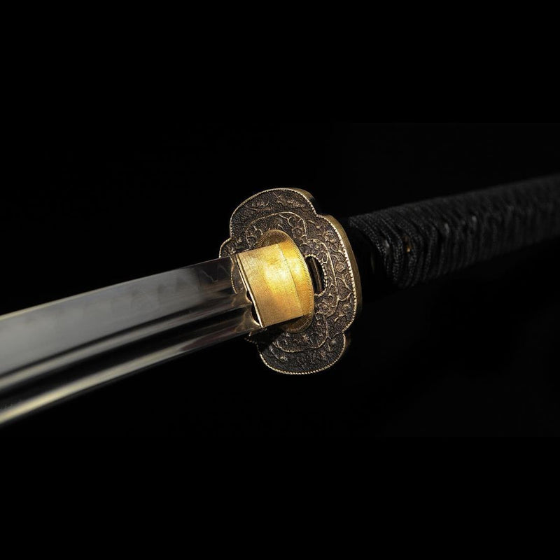 Hand Forged Japanese Naginata Sword 1095 Steel Clay Tempered Brass Tsuba - COOLKATANA 