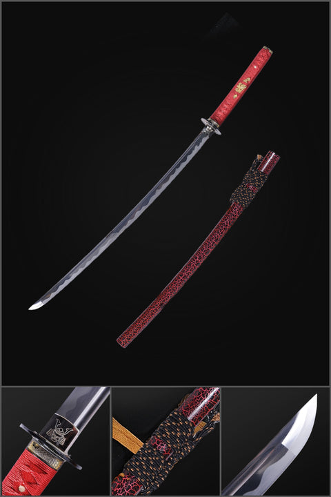 Hand Forged Japanese Samurai Katana Sword Folded Steel Iron Tsuba Fake Hamon-COOLKATANA