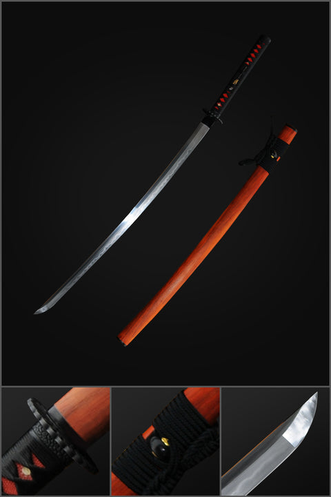 Hand Forged Japanese Samurai Katana Sword Sanmai 1095 Carbon Steel+Folded Steel Clay Tempered-COOLKATANA