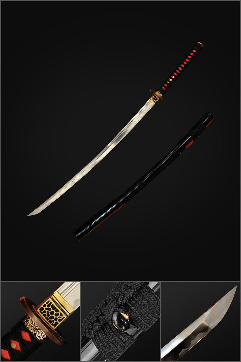 Hand Forged Japanese Samurai Katana Sword O-Kissaki 1095 High Carbon Steel Full Tang Copper Tsuba - COOLKATANA 