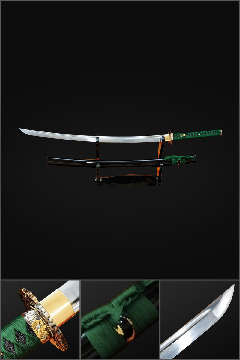 Hand Forged Japanese Samurai Katana Sword Damascus Folded Steel Blade Copper Tsuba - COOLKATANA 