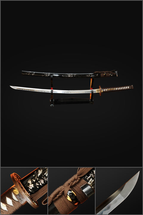 Hand Forged Japanese Samurai Katana Sword 1095 High Carbon Steel Copper Dragon Tsuba Sharp-COOLKATANA-SL-358-U