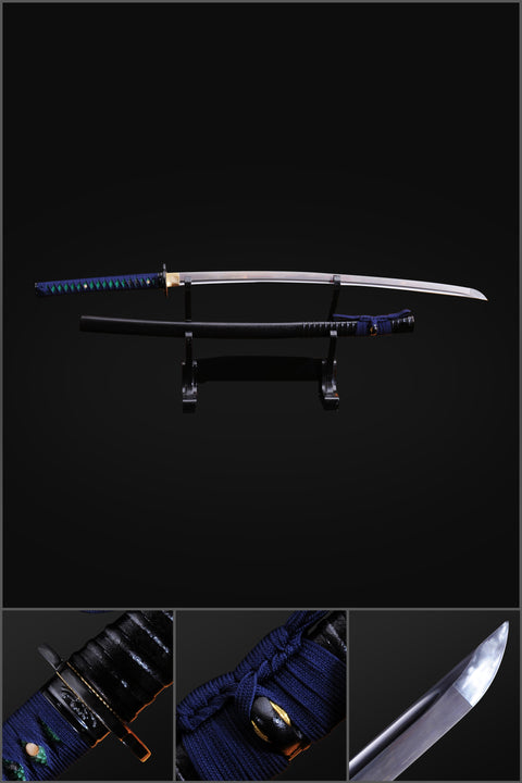 Hand Forged Japanese Samurai Katana Sword Damascus Folded Steel Blade Alloy Tsuba-COOLKATANA