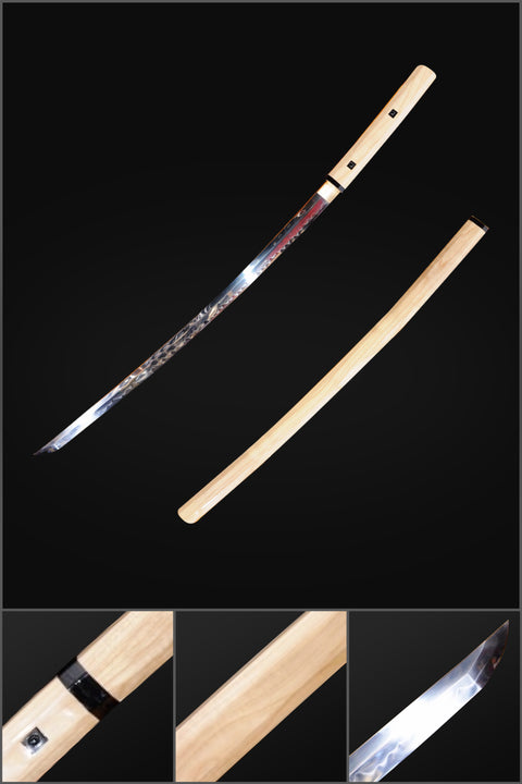 Hand Forged Japanese Shirasaya Katana Sword 1095 Steel Clay Tempered Mirrorlike Bright Blade-COOLKATANA-SL-785-U