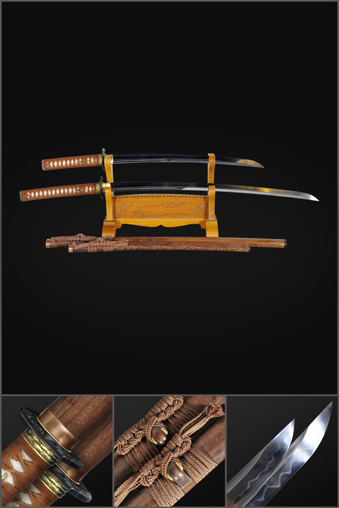 Hand Forged Japanese Daisho Katana Sword+Wakizashi Sword 2 Piece Set Clay Tempered Battle Ready-COOLKATANA-SL-1174-U