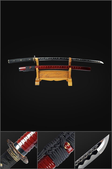 Hand Forged Japanese Samurai Katana Sword 1095 High Carbon Steel Blade With Rose Engraving Sharp-COOLKATANA-SL-1127-U