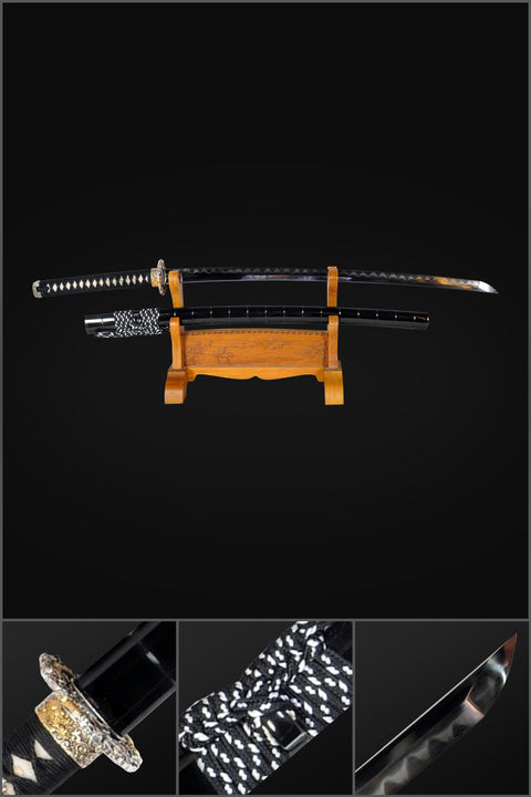 Hand Forged Japanese Samurai Katana Sword High End Clay Tempered Combined Material Gyaku-Kobuse Structure-COOLKATANA-SL-1186-U