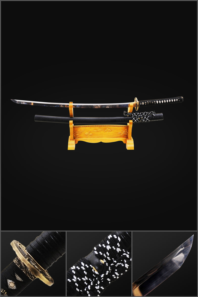 Hand Forged Japanese Katana Sword 1095 High Carbon Steel Bruce Lee Copper Tsuba Mirrorlike Light Blade - COOLKATANA 