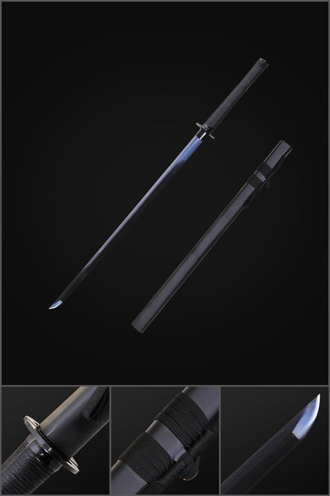 Hand Forged Japanese Ninja Sword Set Gemini Twin Ninjato Folde Steel Iron Tsuba Straight Blade Black-COOLKATANA-SL-900-U