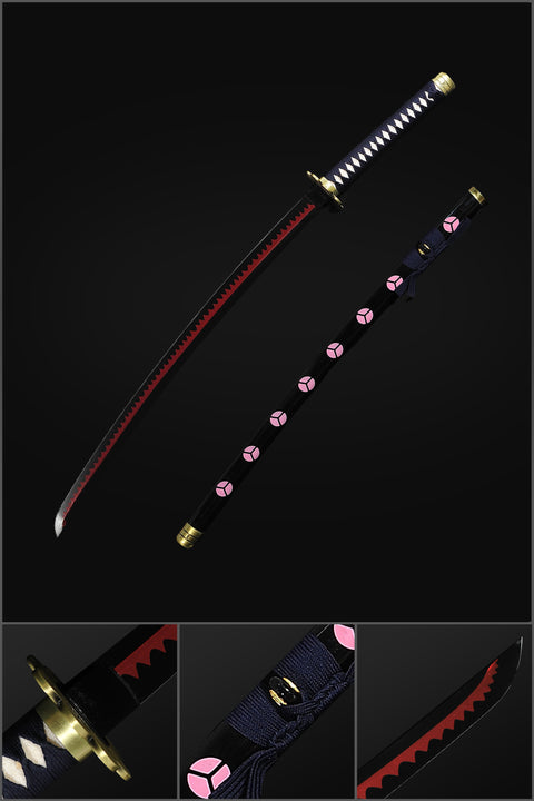Anime sword roronoa zoro one piece characters​ Shusui katana Red Black Blade Clay Tempered SL-1375