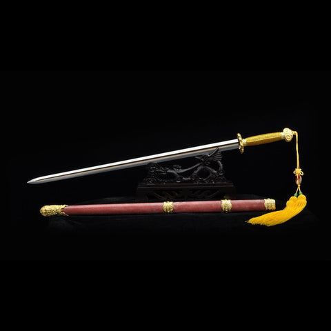 Handmade Chinese Sword Emperor Kangxi's Sword Folded Steel Blade Genuine Ryaskin Scabbard-COOLKATANA